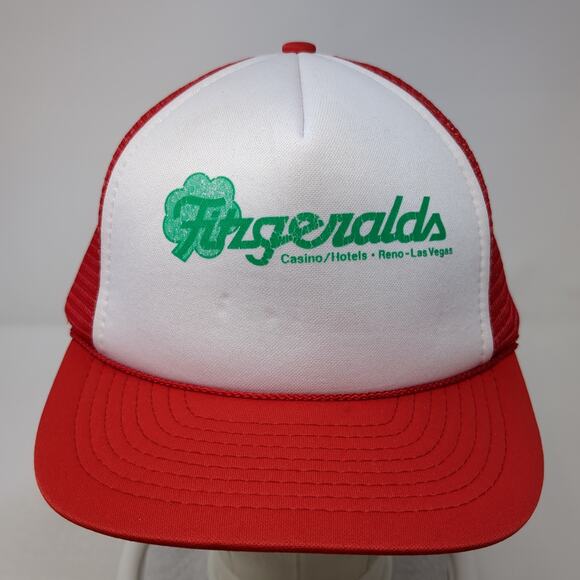 Fitzgeralds Snapback Rope Trucker Hat Red One Size Colorblock Mesh Back - Picture 2 of 9